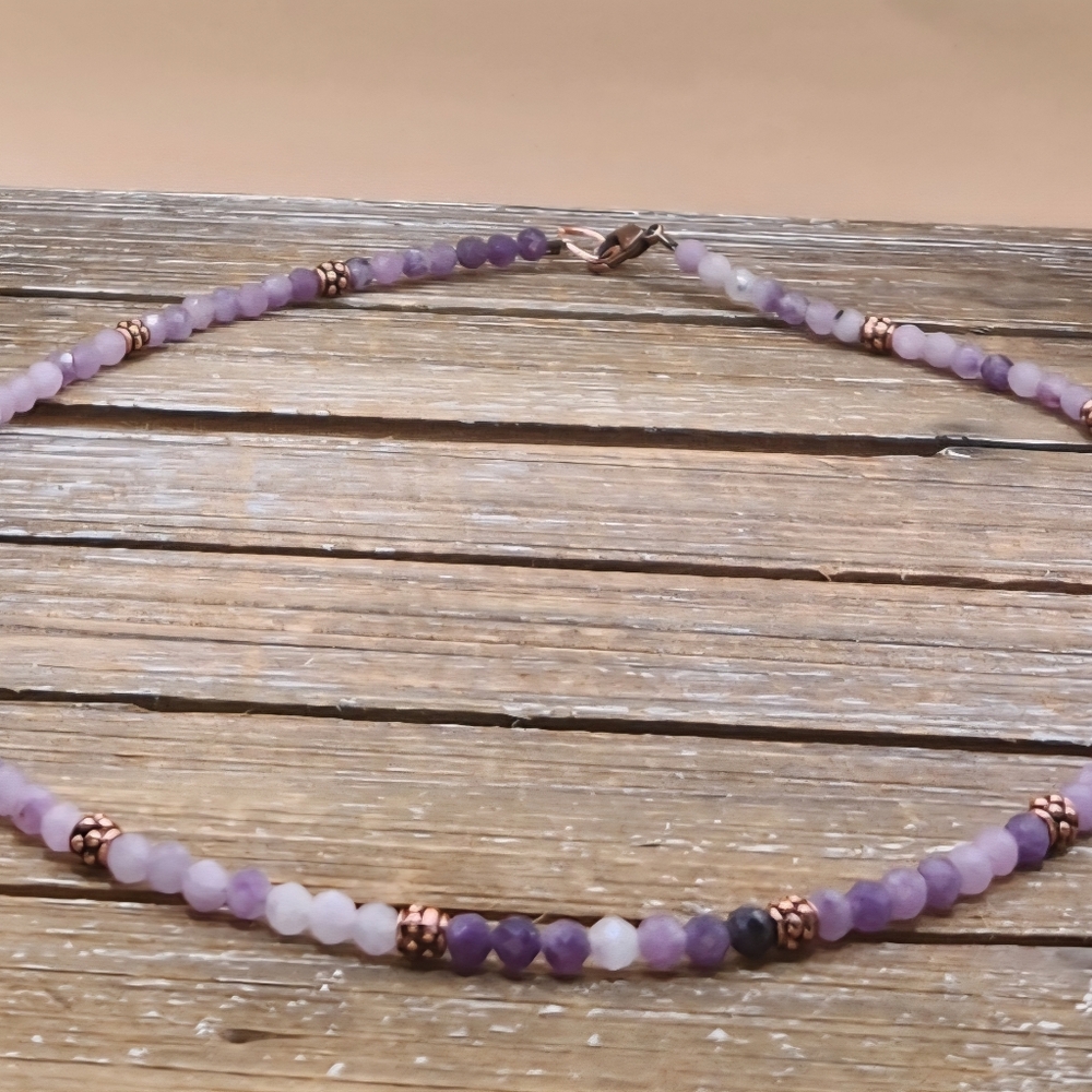 Lepidolite and Copper Beaded Necklace
